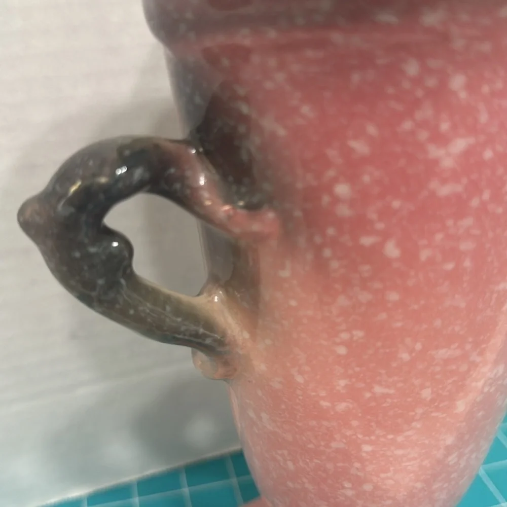 Vintage Hull Pottery Woodland W18 Gray/Pink Speckled 2 Handled Vase 10.5